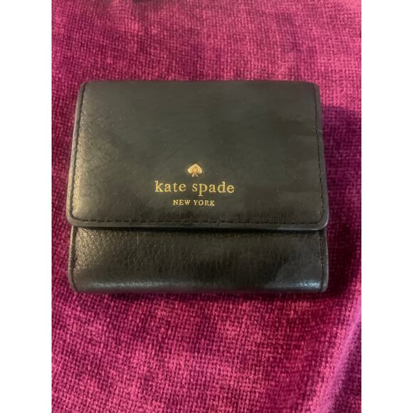 KATE SPADE Jackson Street Jada Micro Tri-Fold Wallet Pebbled Leather Black - Picture 2 of 4